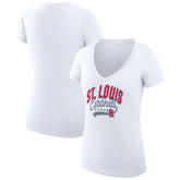 St. Louis Cardinals G-III 4Her by Carl Banks Women's Super-Slim Fit Lightweight Filigree Team V-Neck T-Shirt - White T-shirts
