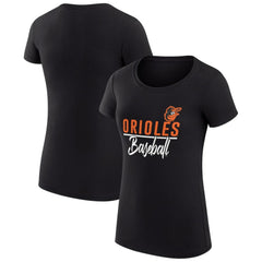 Baltimore Orioles G-III 4Her by Carl Banks Women's Super-Slim Fit Lightweight Team Graphic T-Shirt - Black T-shirts