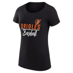 Baltimore Orioles G-III 4Her by Carl Banks Women's Super-Slim Fit Lightweight Team Graphic T-Shirt - Black T-shirts