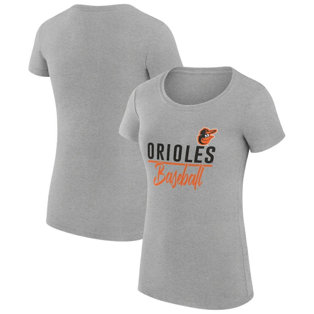 Baltimore Orioles G-III 4Her by Carl Banks Women's Super-Slim Fit Lightweight Team Graphic T-Shirt - Heather Gray T-shirts
