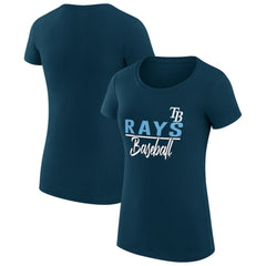 Tampa Bay Rays G-III 4Her by Carl Banks Women's Super-Slim Fit Lightweight Team Graphic T-Shirt - Navy T-shirts