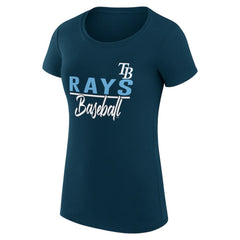 Tampa Bay Rays G-III 4Her by Carl Banks Women's Super-Slim Fit Lightweight Team Graphic T-Shirt - Navy T-shirts