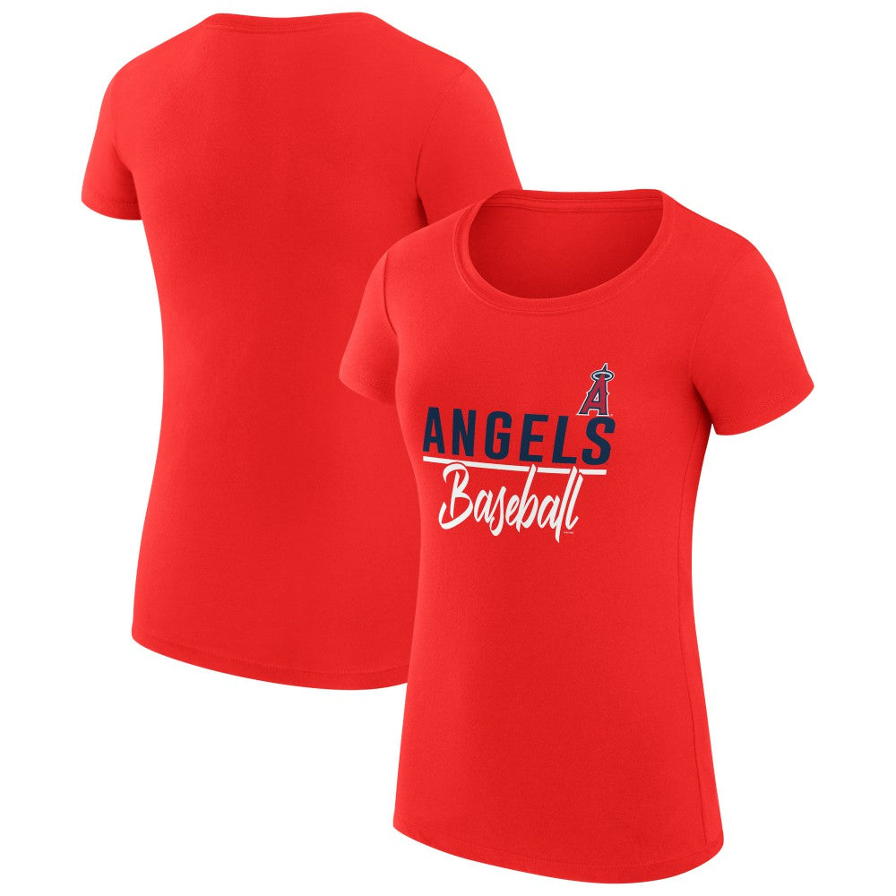 Los Angeles Angels G-III 4Her by Carl Banks Women's Super-Slim Fit Lightweight Team Graphic T-Shirt - Red T-shirts