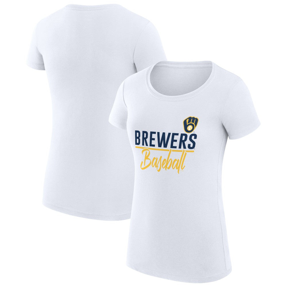 Milwaukee Brewers G-III 4Her by Carl Banks Women's Super-Slim Fit Lightweight Team Graphic T-Shirt - White T-shirts