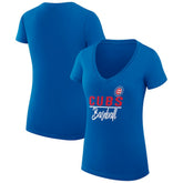 Chicago Cubs G-III 4Her by Carl Banks Women's Super-Slim Fit Lightweight Team Graphic V-Neck T-Shirt - Royal T-shirts