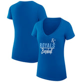 Kansas City Royals G-III 4Her by Carl Banks Women's Super-Slim Fit Lightweight Team Graphic V-Neck T-Shirt - Royal T-shirts