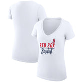 Boston Red Sox G-III 4Her by Carl Banks Women's Super-Slim Fit Lightweight Team Graphic V-Neck T-Shirt - White T-shirts