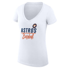 Houston Astros G-III 4Her by Carl Banks Women's Super-Slim Fit Lightweight Team Graphic V-Neck T-Shirt - White T-shirts