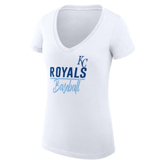 Kansas City Royals G-III 4Her by Carl Banks Women's Super-Slim Fit Lightweight Team Graphic V-Neck T-Shirt - White T-shirts