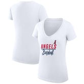 Los Angeles Angels G-III 4Her by Carl Banks Women's Super-Slim Fit Lightweight Team Graphic V-Neck T-Shirt - White T-shirts