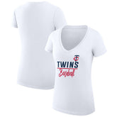 Minnesota Twins G-III 4Her by Carl Banks Women's Super-Slim Fit Lightweight Team Graphic V-Neck T-Shirt - White T-shirts