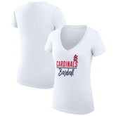 St. Louis Cardinals G-III 4Her by Carl Banks Women's Super-Slim Fit Lightweight Team Graphic V-Neck T-Shirt - White T-shirts