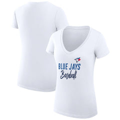Toronto Blue Jays G-III 4Her by Carl Banks Women's Super-Slim Fit Lightweight Team Graphic V-Neck T-Shirt - White T-shirts