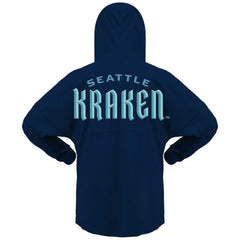 NHL Seattle Kraken Fanatics Women's Jersey Lace-Up V-Neck Long Sleeve Hoodie T-Shirt - Deep Sea Blue