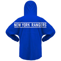 NHL New York Rangers Fanatics Women's Jersey Lace-Up V-Neck Long Sleeve Hoodie T-Shirt - Blue