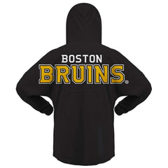 NHL Boston Bruins Fanatics Women's Jersey Lace-Up V-Neck Long Sleeve Hoodie T-Shirt - Black