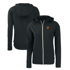 Baltimore Orioles Cutter & Buck Women's Daybreak Eco Recycled Full-Zip Hoodie - Black Hoodies