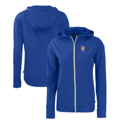 New York Mets Cutter & Buck Women's Daybreak Eco Recycled Full-Zip Hoodie - Royal Hoodies