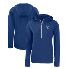 Kansas City Royals Cutter & Buck Women's Daybreak Eco Recycled Half-Zip Hoodie - Royal Hoodies
