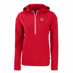 Cincinnati Reds Cutter & Buck Women's Daybreak Eco Recycled Half-Zip Hoodie - Red Hoodies