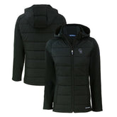 Colorado Rockies Cutter & Buck Women's Evoke Hybrid Eco Softshell Recycled Full-Zip Hoodie Jacket - Black Jackets