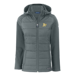 Athletics Cutter & Buck Women's Evoke Hybrid Eco Softshell Recycled Full-Zip Hoodie Jacket - Steel Jackets