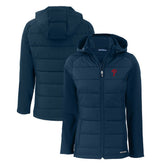 Philadelphia Phillies Cutter & Buck Women's Evoke Hybrid Eco Softshell Recycled Full-Zip Hoodie Jacket - Navy Jackets