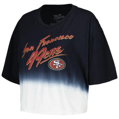 Christian McCaffrey San Francisco 49ers Majestic Threads Women's Dip-Dye Player Name & Number Crop Top Black/White
