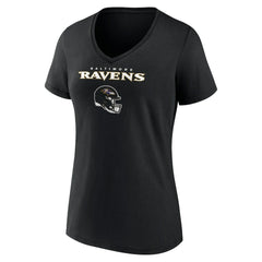 Lamar Jackson Baltimore Ravens Women's Team Wordmark Name & Number V-Neck T-Shirt Black