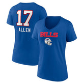 Josh Allen Buffalo Bills Women's Team Wordmark Name & Number V-Neck T-Shirt Royal