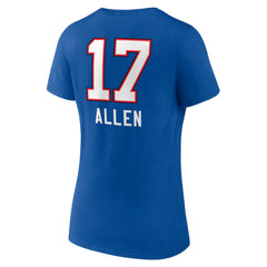 Josh Allen Buffalo Bills Women's Team Wordmark Name & Number V-Neck T-Shirt Royal
