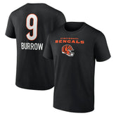Joe Burrow Cincinnati Bengals Team Wordmark Name & Number T-Shirt Black