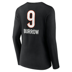 Joe Burrow Cincinnati Bengals Women's Team Wordmark Long Sleeve V-Neck T-Shirt Black