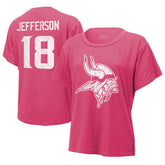 Justin Jefferson Minnesota Vikings Majestic Threads Women's Name & Number T-Shirt Pink