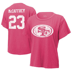 Christian McCaffrey San Francisco 49ers Majestic Threads Women's Name & Number T-Shirt Pink