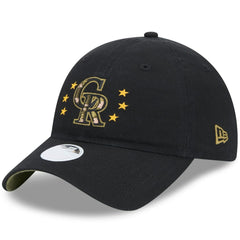 Colorado Rockies New Era Women's 2024 Armed Forces Day 9TWENTY Adjustable Hat - Black Hats