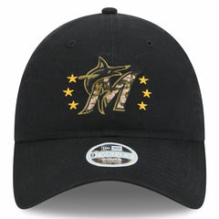 Miami Marlins New Era Women's 2024 Armed Forces Day 9TWENTY Adjustable Hat - Black Hats