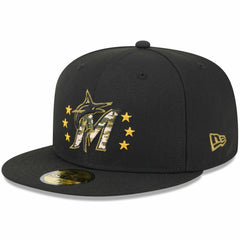 Miami Marlins New Era 2024 Armed Forces Day On-Field 59FIFTY Fitted Hat - Black Hats