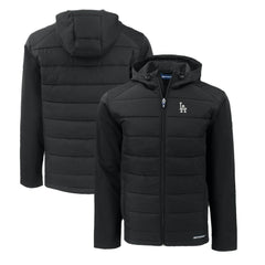 Los Angeles Dodgers Cutter & Buck Big & Tall Evoke Hybrid Eco Softshell Recycled Full-Zip Hoodie - Black Hoodies