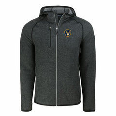 Milwaukee Brewers Cutter & Buck Mainsail Full-Zip Hooded Jacket - Heather Charcoal Jackets