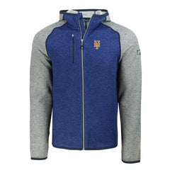 New York Mets Cutter & Buck Mainsail Full-Zip Hooded Jacket - Royal/Heather Gray Jackets