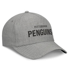 NHL Pittsburgh Penguins Fanatics Elements A-Frame Leather Strapback Hat - Heather Gray