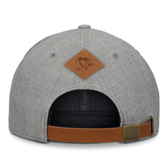 NHL Pittsburgh Penguins Fanatics Elements A-Frame Leather Strapback Hat - Heather Gray