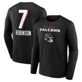 Bijan Robinson Atlanta Falcons Team Wordmark Name & Number Long Sleeve T-Shirt Black