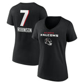 Bijan Robinson Atlanta Falcons Women's Team Wordmark Name & Number V-Neck T-Shirt Black