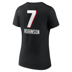 Bijan Robinson Atlanta Falcons Women's Team Wordmark Name & Number V-Neck T-Shirt Black