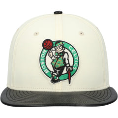 Boston Celtics Faux Leather Visor Two-Tone 59FIFTY Fitted Hat White/Black