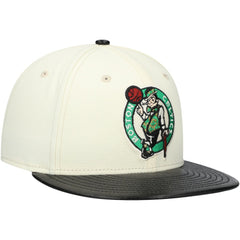 Boston Celtics Faux Leather Visor Two-Tone 59FIFTY Fitted Hat White/Black