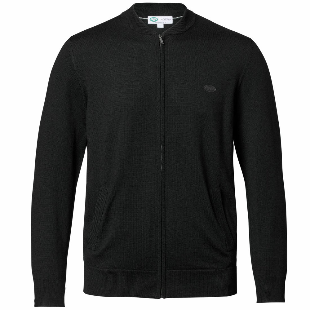 New York Jets Charles Tyrwhitt Merino Full-Zip Sweater Black