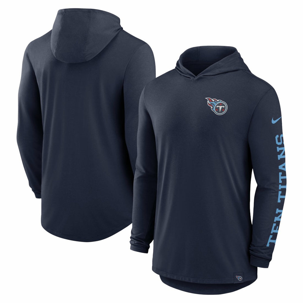 Tennessee Titans Blitz Tri-Blend Dri-FIT Long Sleeve Hoodie T-Shirt Navy